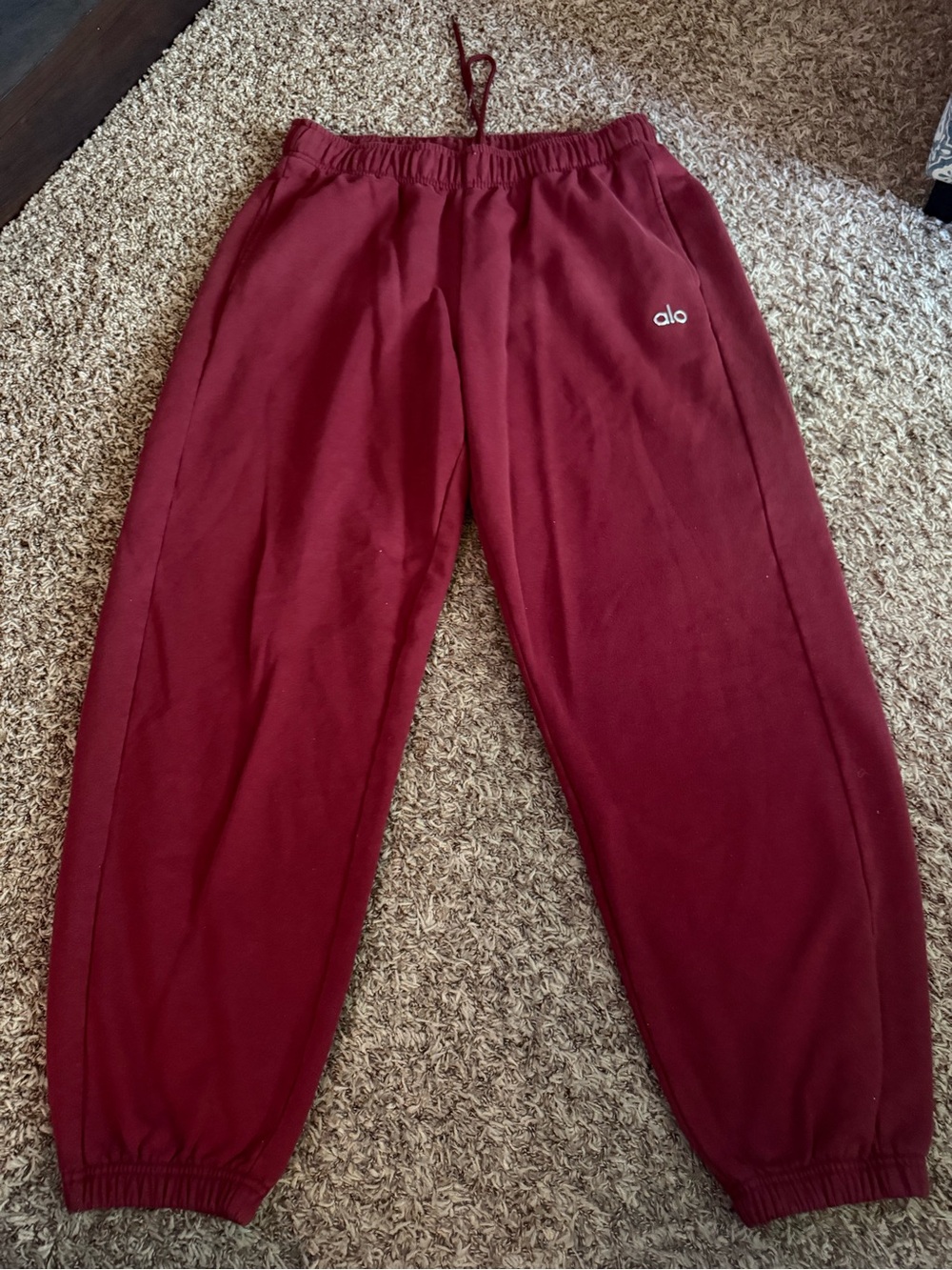 Alo Yoga Burgundy Jogger Sweatpants Womens Size Large Cozy Lounge Athleisure - Picture 2 of 6